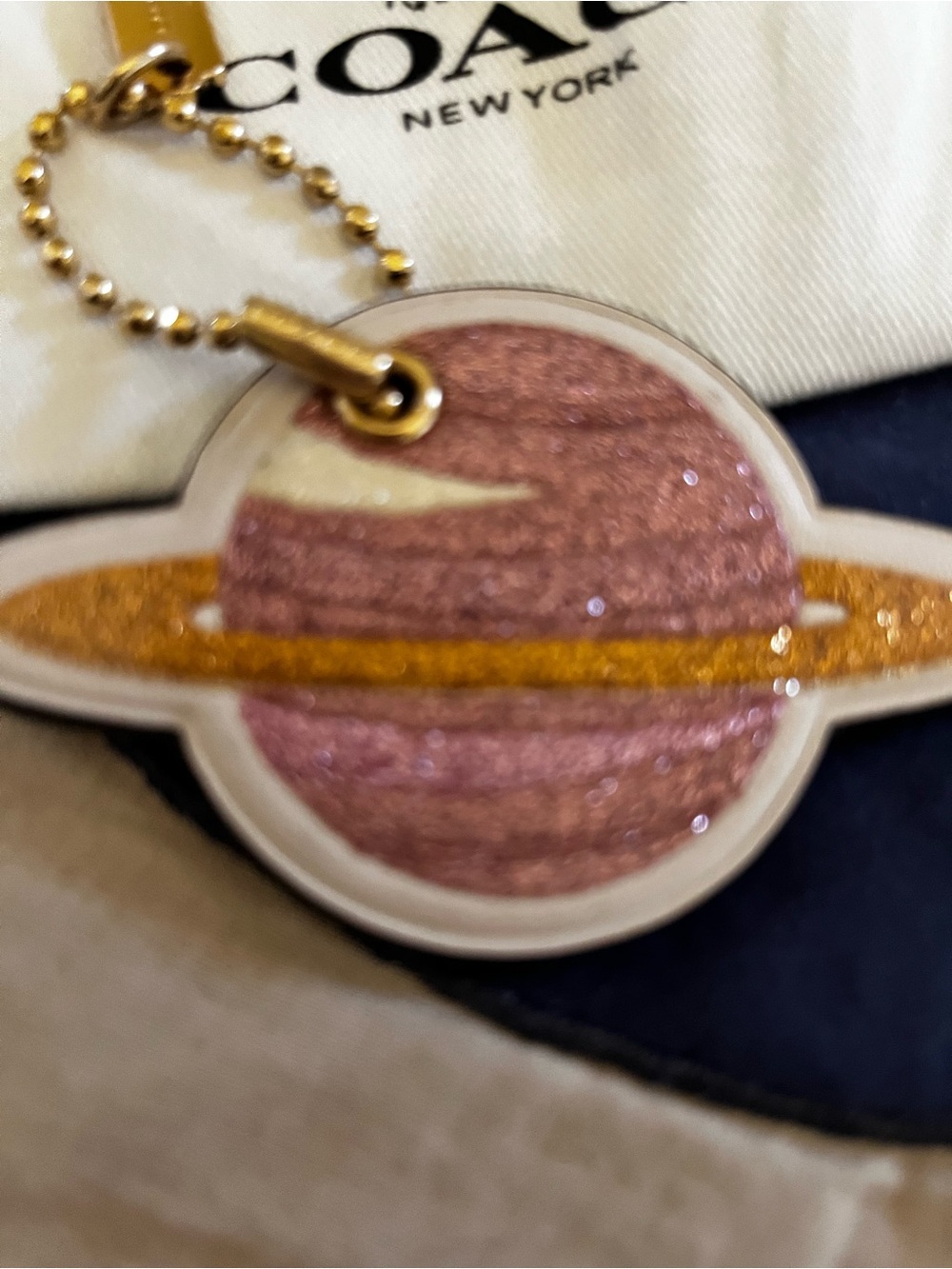 Coach Glitter Planet Bag Charm — Pink & Gold Accents - Picture 5 of 12